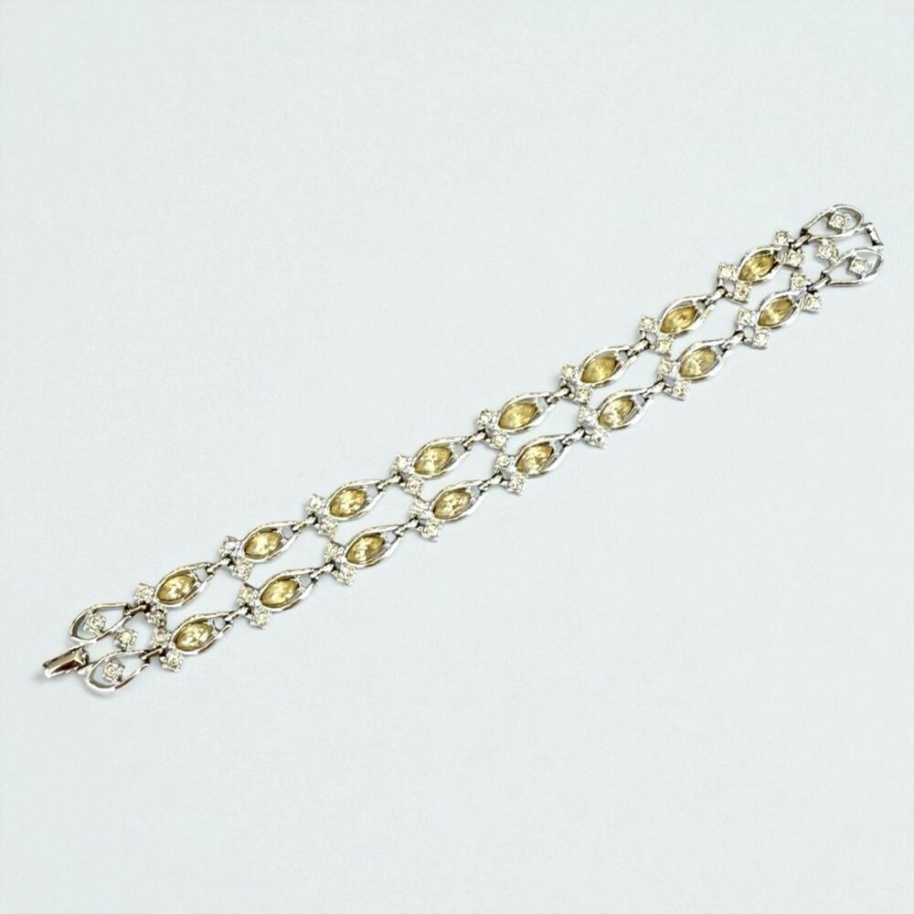 Vintage 1960s Emmons Rhinestone Bracelet Rhodium Plated 7” formal evening wear